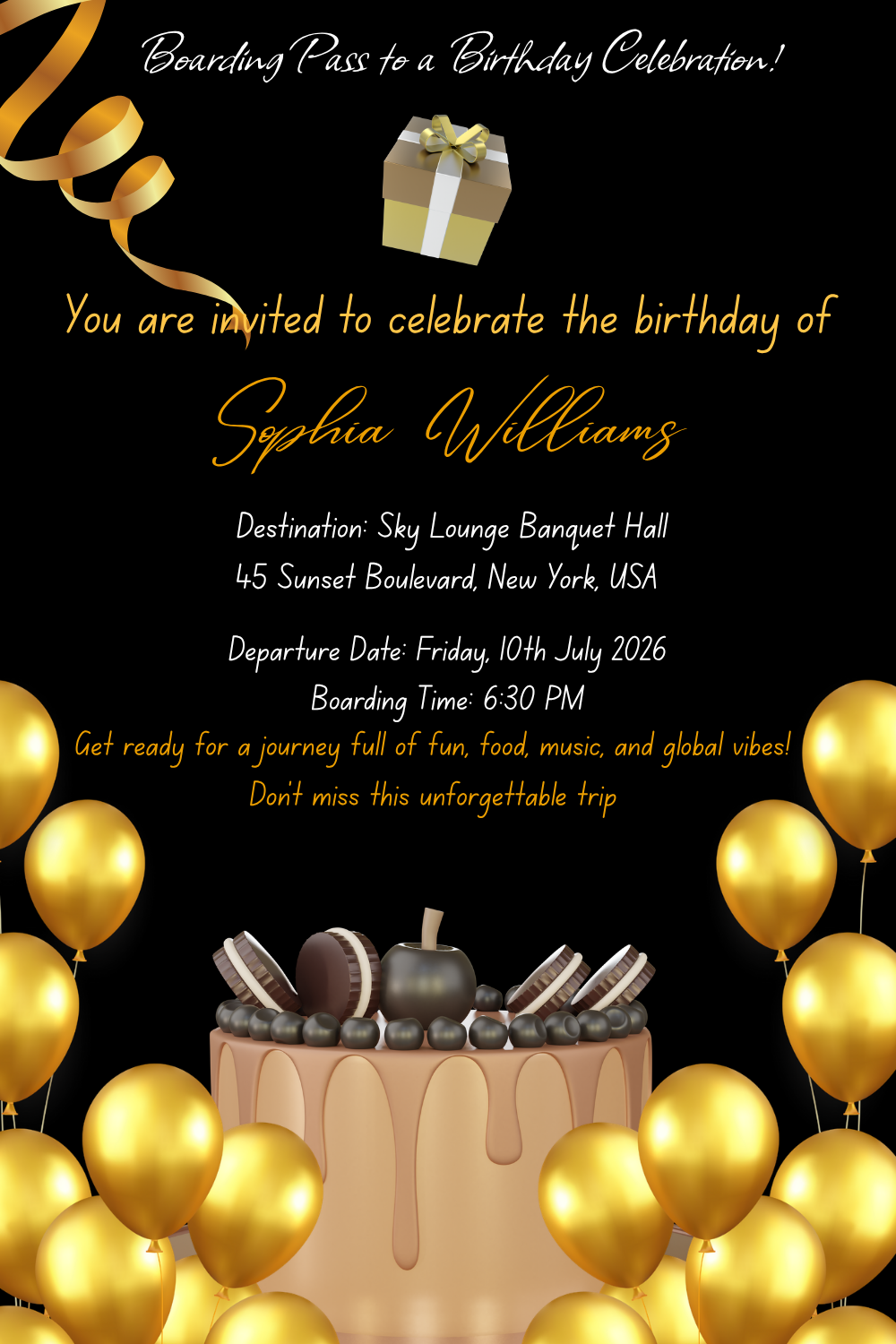 Editable Birthday Invitation Template Canva | Elegant Floral Birthday Invite | Instant Download Party Invitation | International Theme Invite