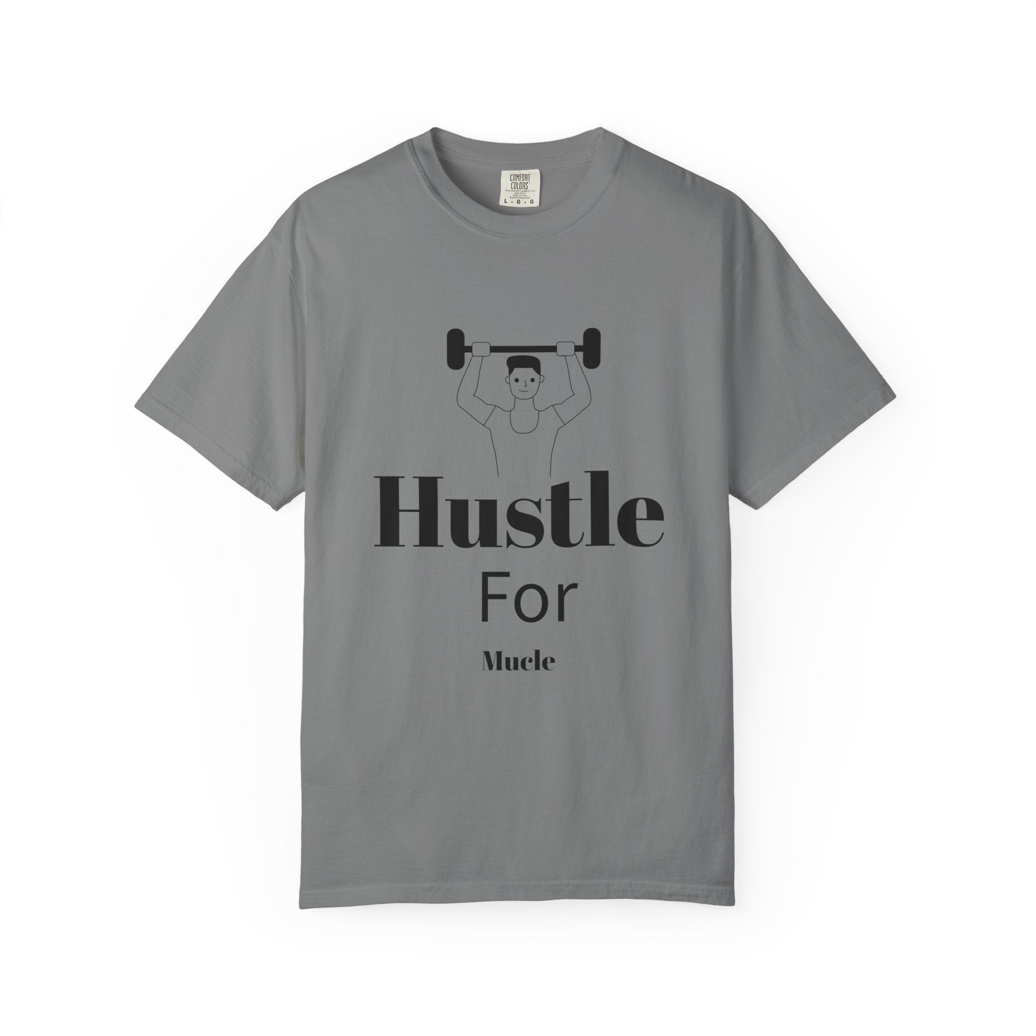 Hustle For Muscle T-Shirt — Motivational Gym Tee with Weightlifter Graphic