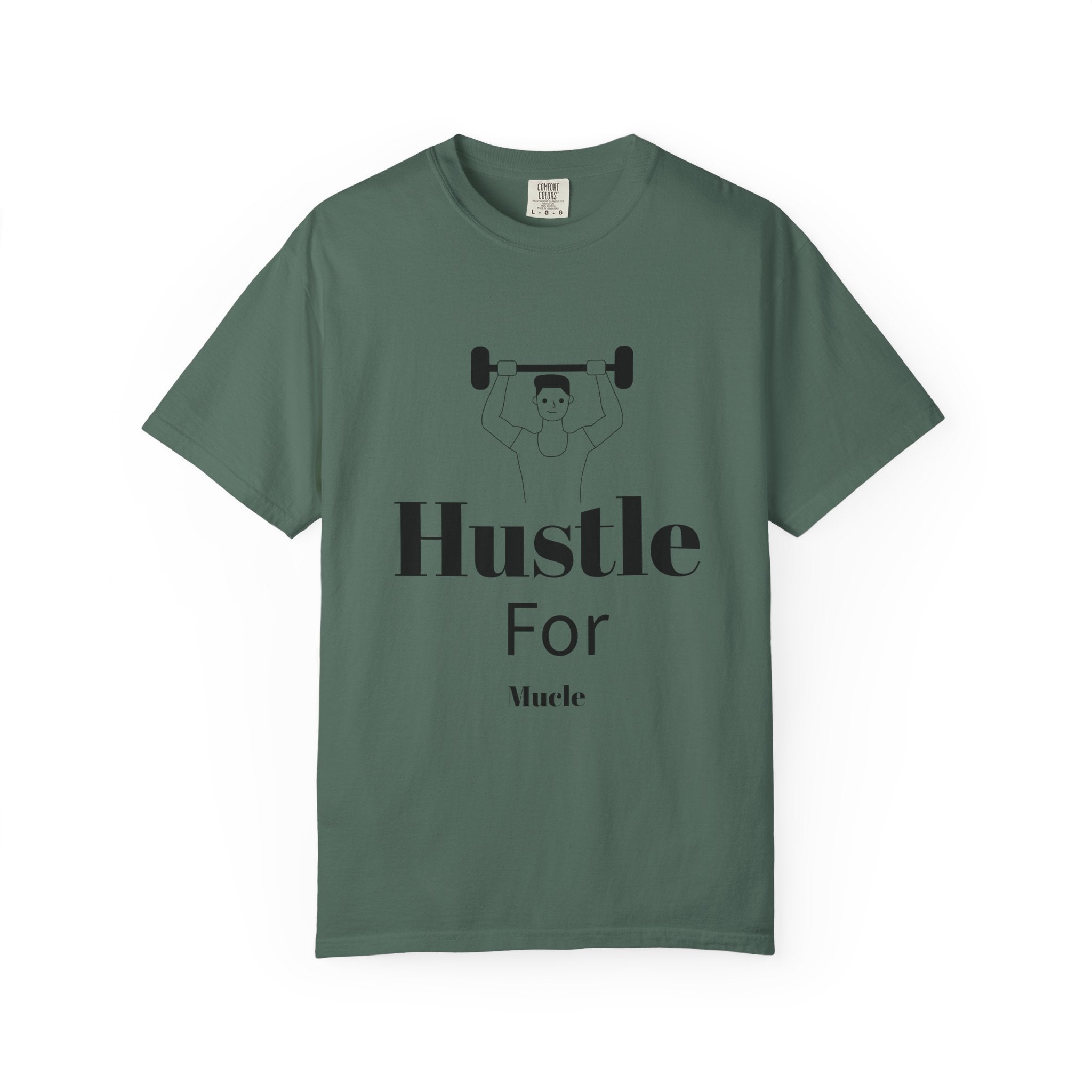 Hustle For Muscle T-Shirt — Motivational Gym Tee with Weightlifter Graphic