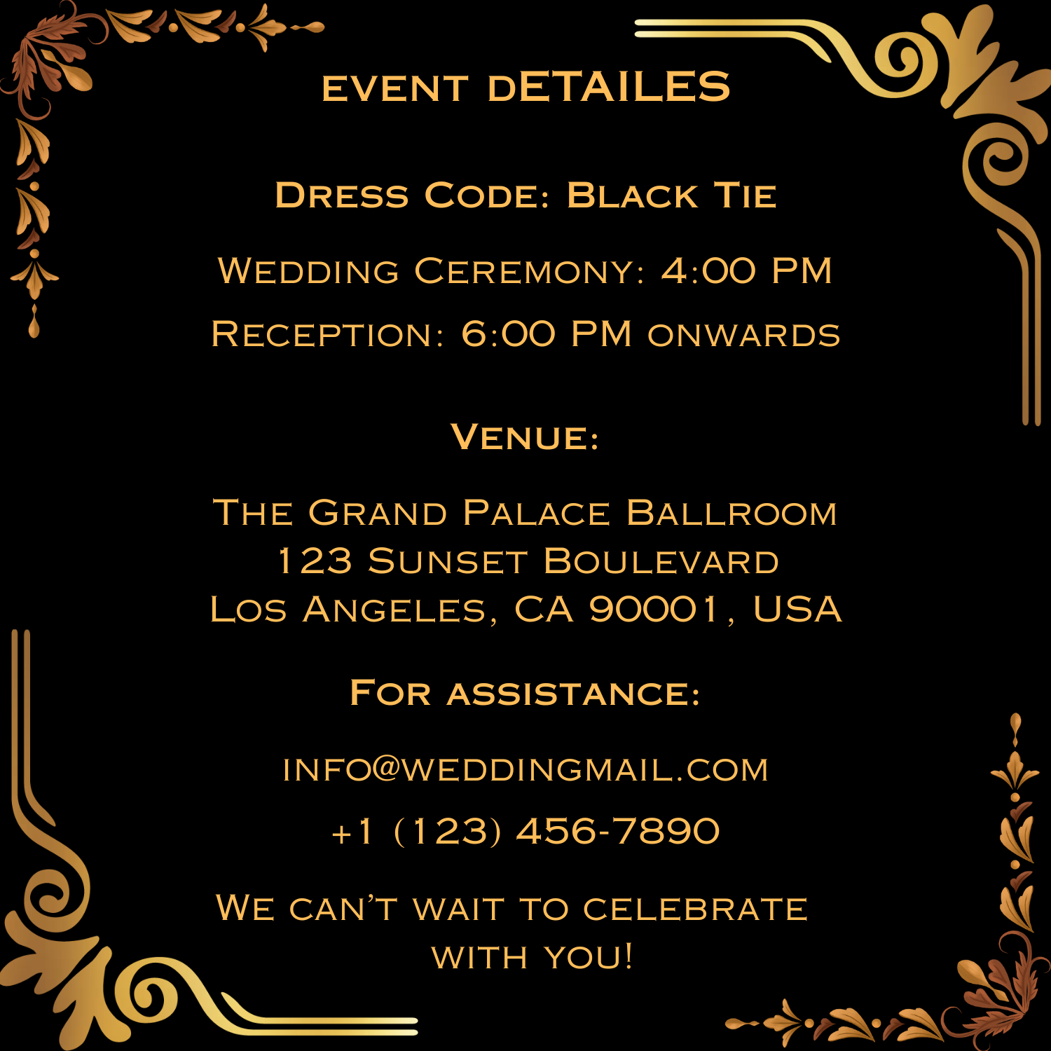 Luxury LGBTQ Wedding Invitation Suite | Editable Canva Template | Black Gold Wedding Invite Set | RSVP, Details & Thank You Cards